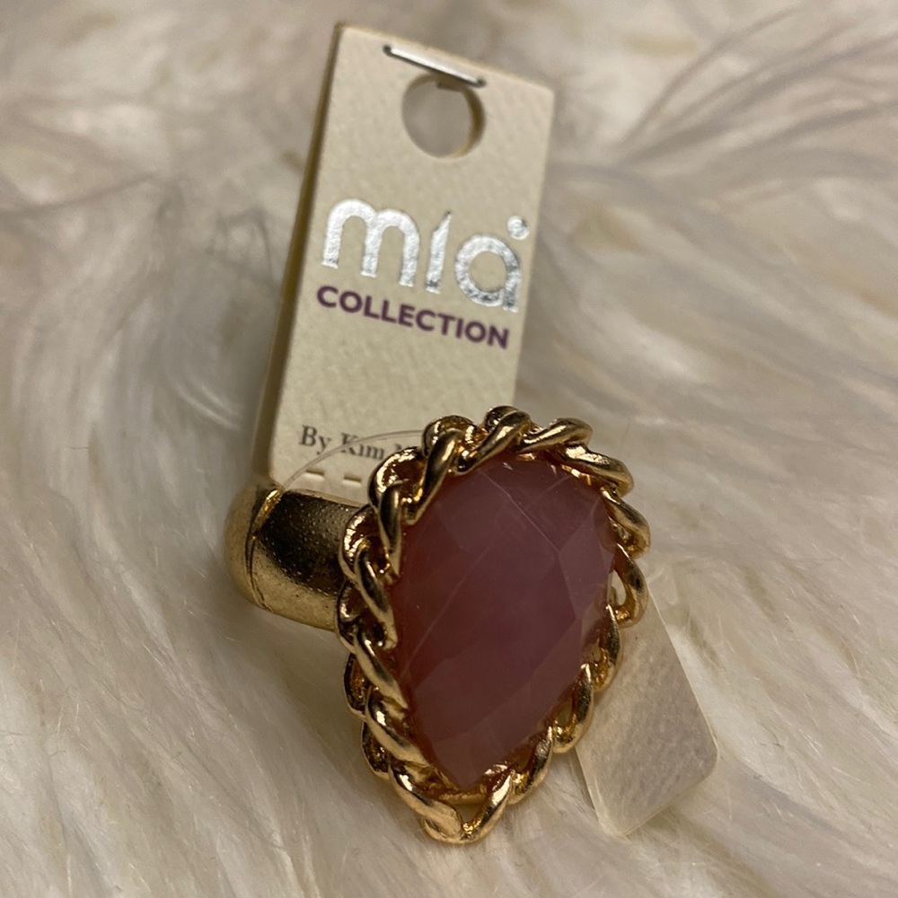 Mia Collection Statement Ring Gold And Pink Stone Ring